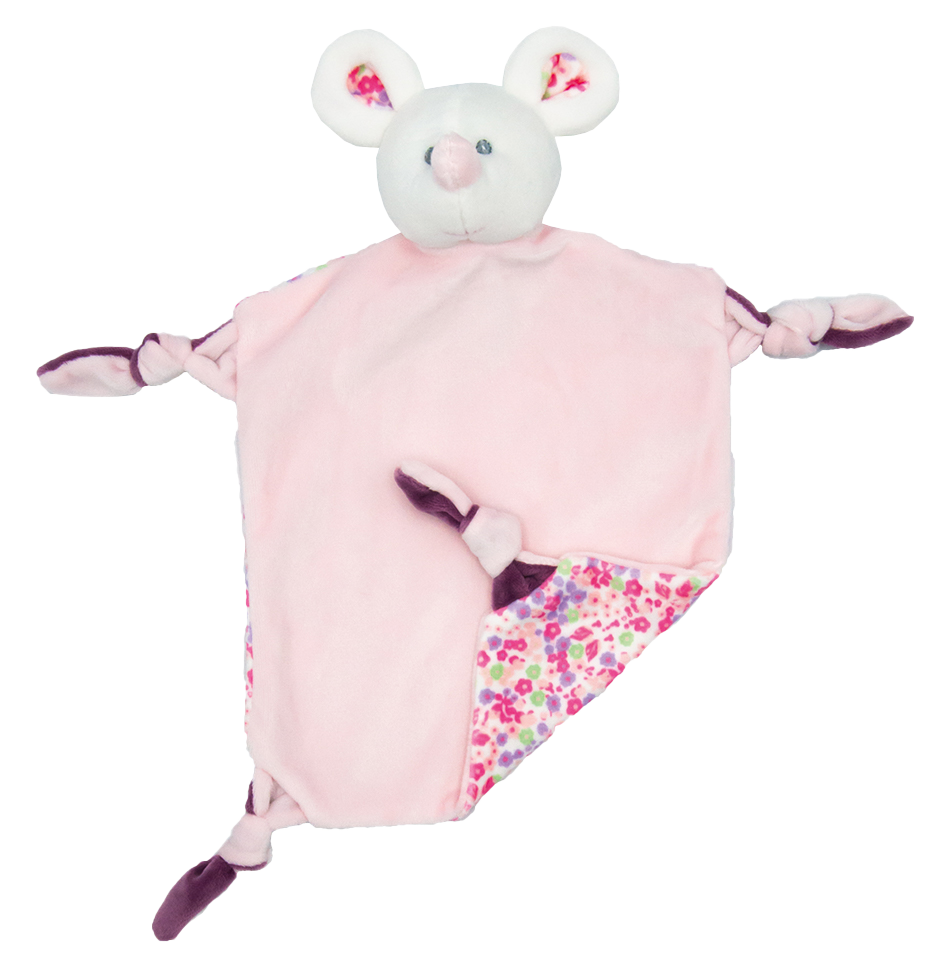 Rasseltuch Maus rosa (personalisiert)