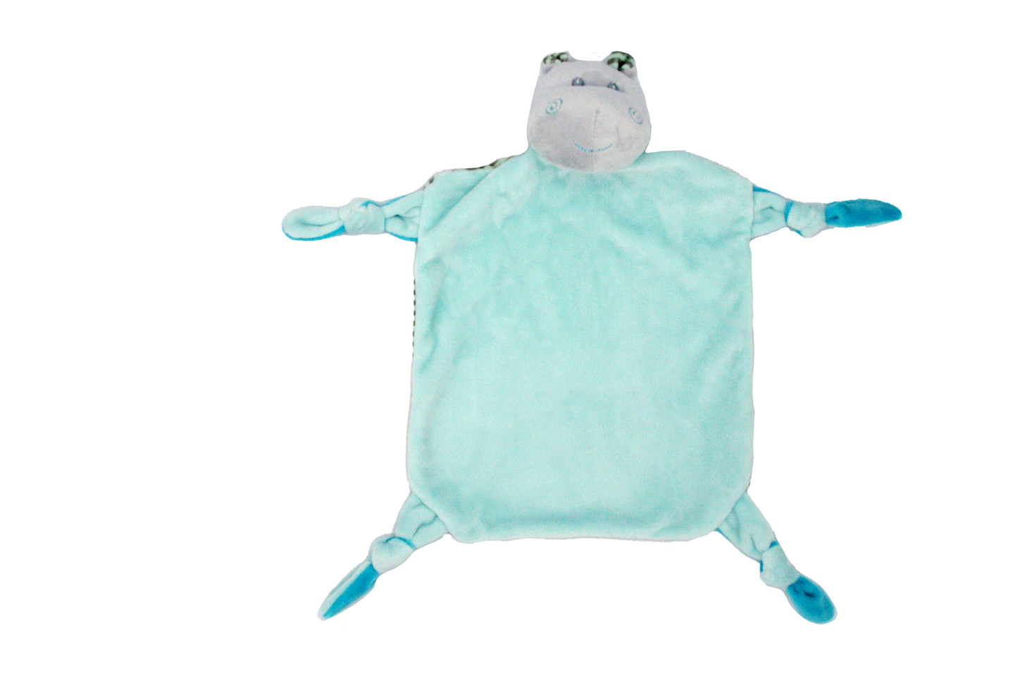 Rasseltuch Hippo blau (personalisiert)
