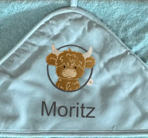 Baby-Handtuch Hochland-Rind (personalisiert)