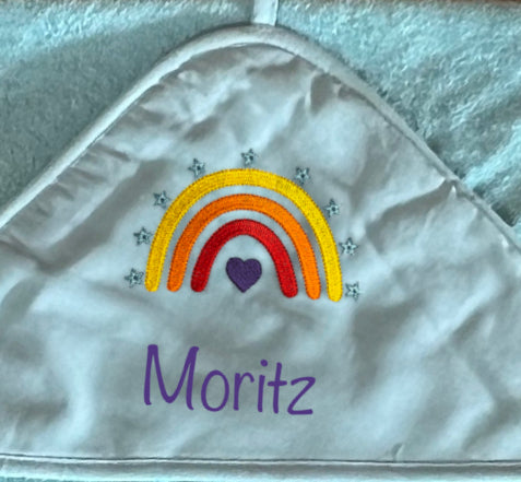 Baby-Handtuch Regenbogen bunt (personalisiert)