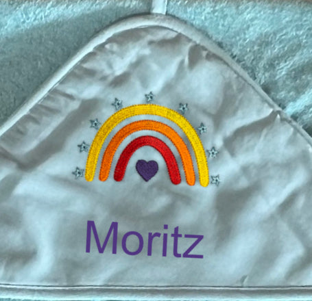 Baby-Handtuch Regenbogen bunt (personalisiert)