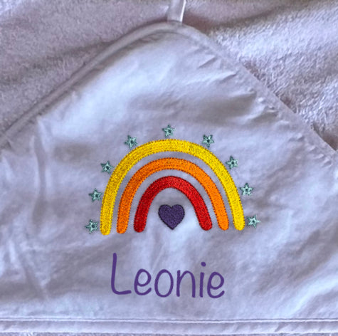 Baby-Handtuch Regenbogen bunt (personalisiert)