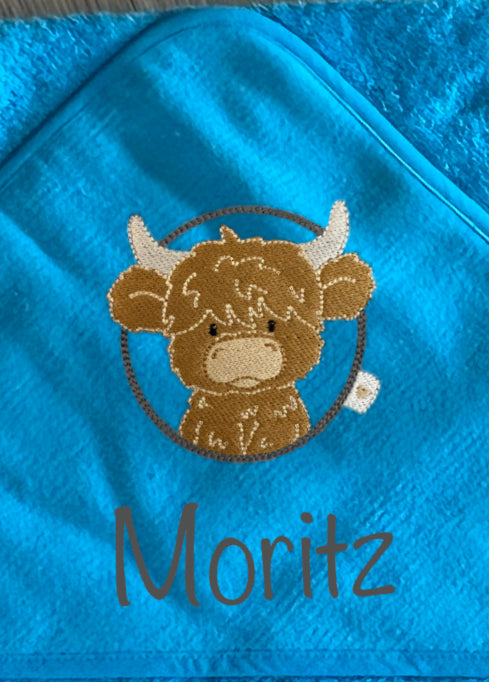 Baby-Handtuch Hochland-Rind (personalisiert)