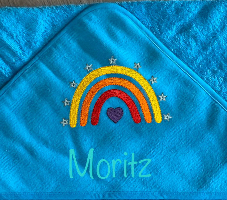 Baby-Handtuch Regenbogen bunt (personalisiert)