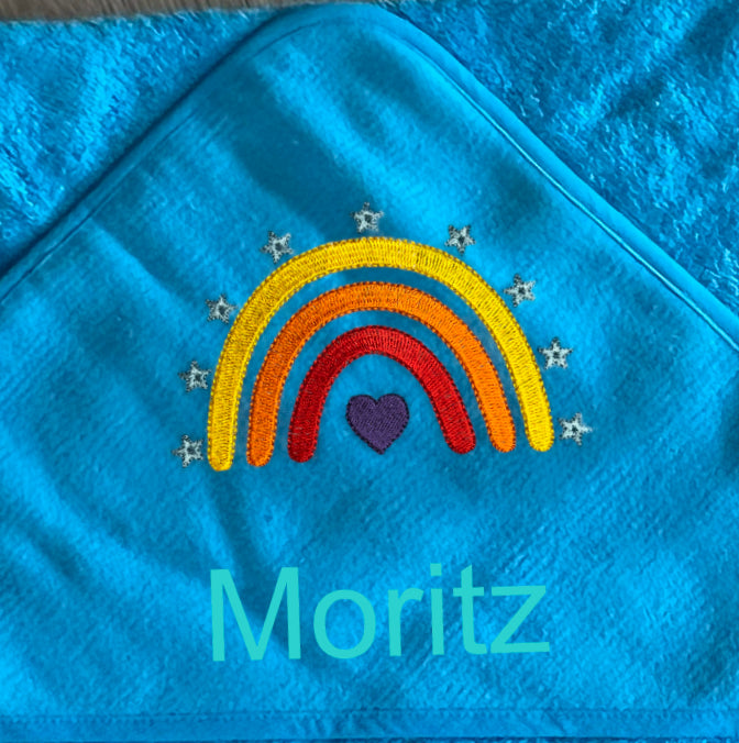 Baby-Handtuch Regenbogen bunt (personalisiert)