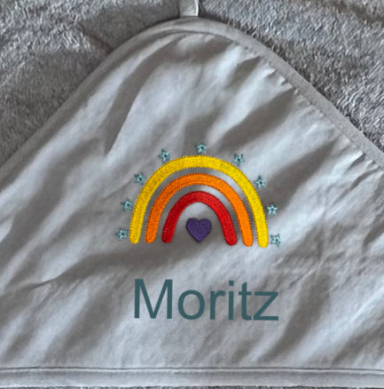 Baby-Handtuch Regenbogen bunt (personalisiert)