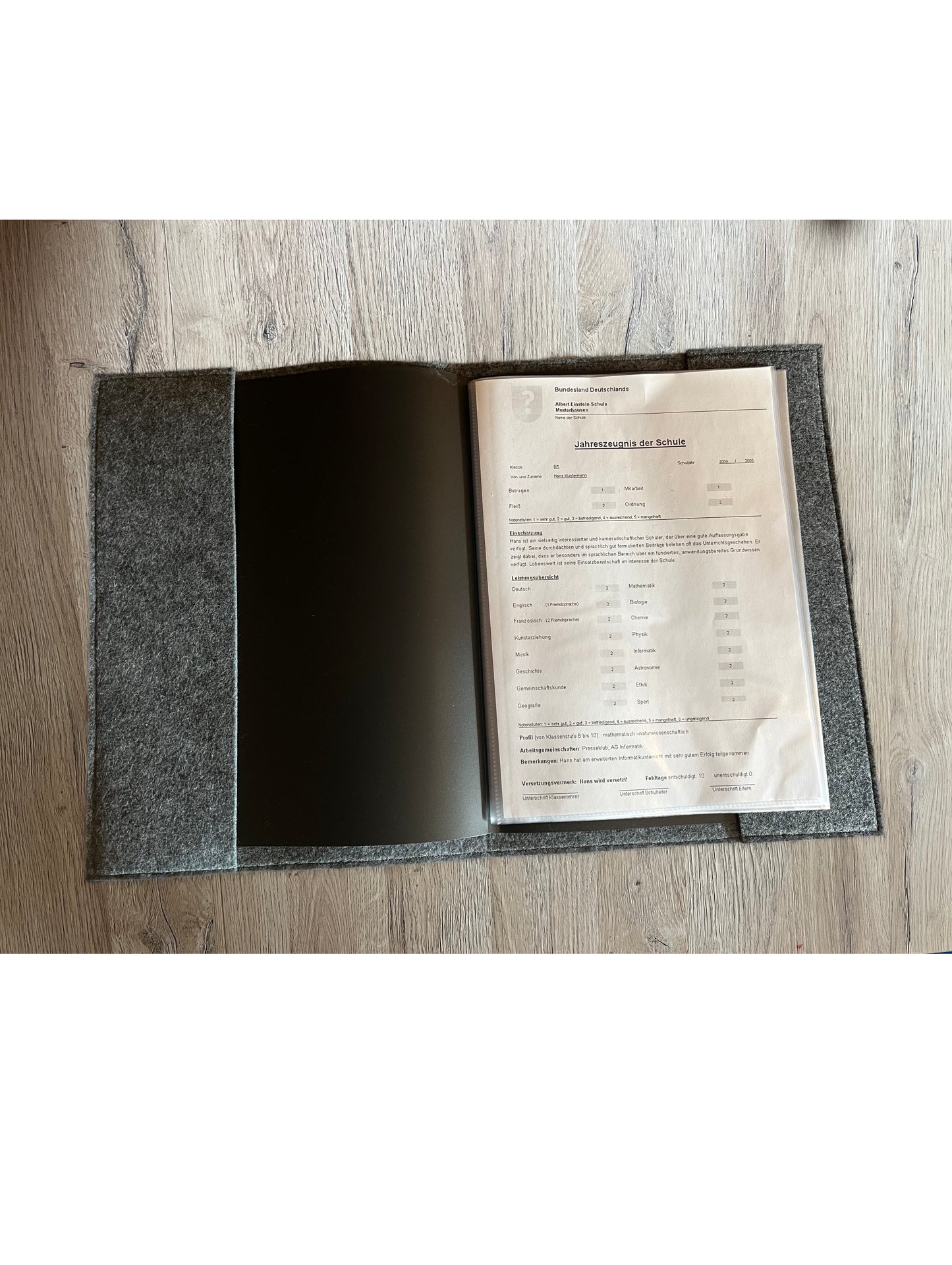 Zeugnismappe Noten