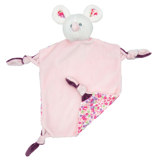 Rasseltuch Maus rosa (personalisiert)