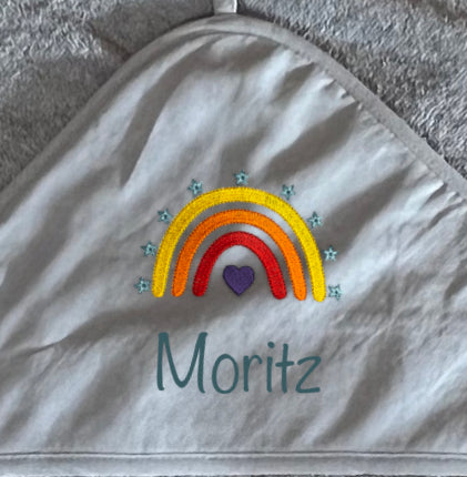 Baby-Handtuch Regenbogen bunt (personalisiert)