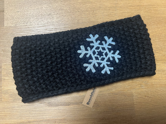 Stirnband schwarz - Schneeflocke