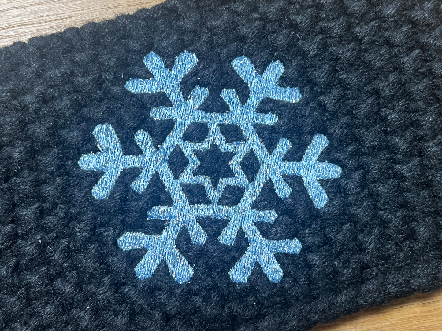 Stirnband schwarz - Schneeflocke