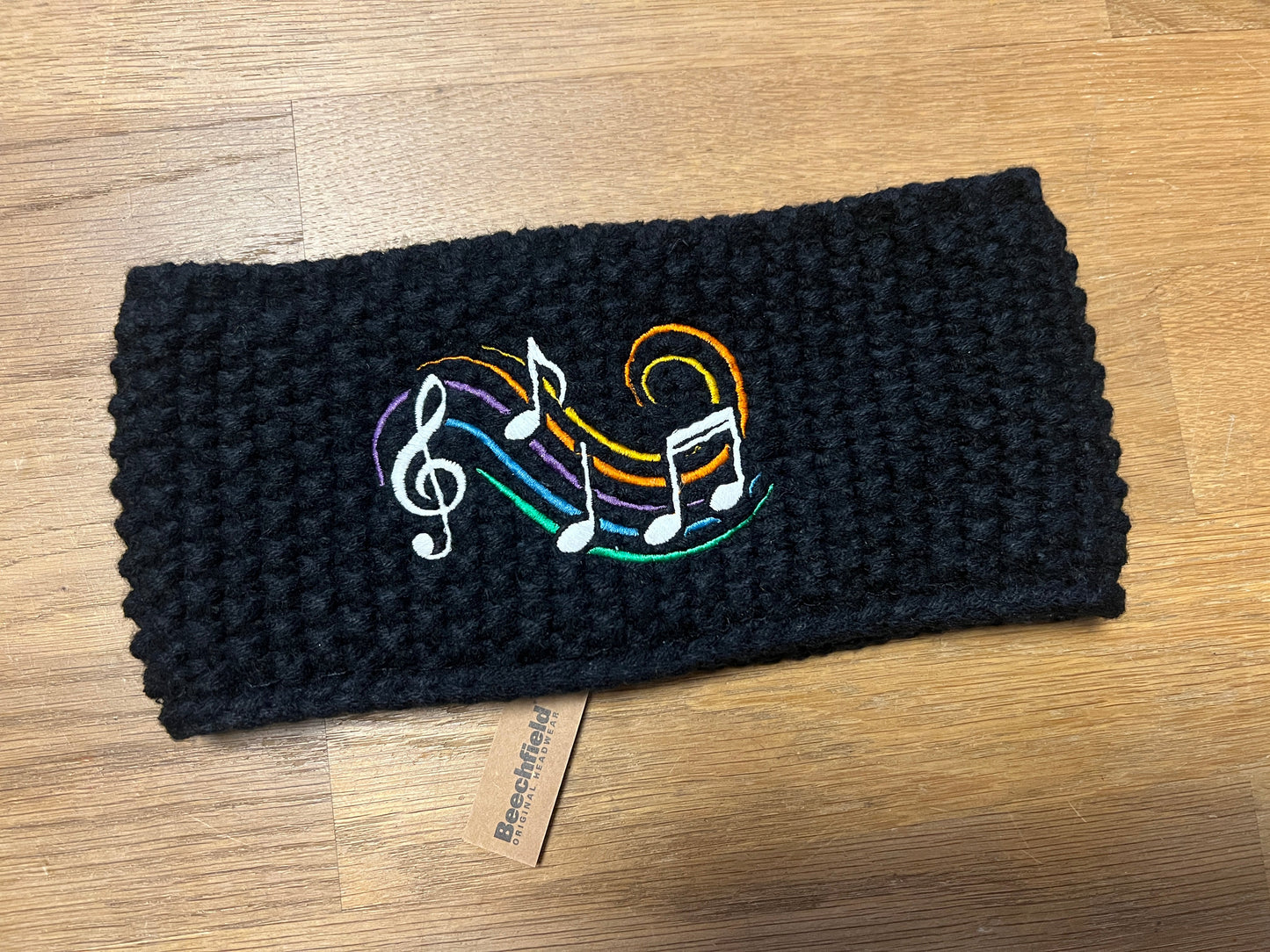 Stirnband schwarz - Noten (glow in the dark)