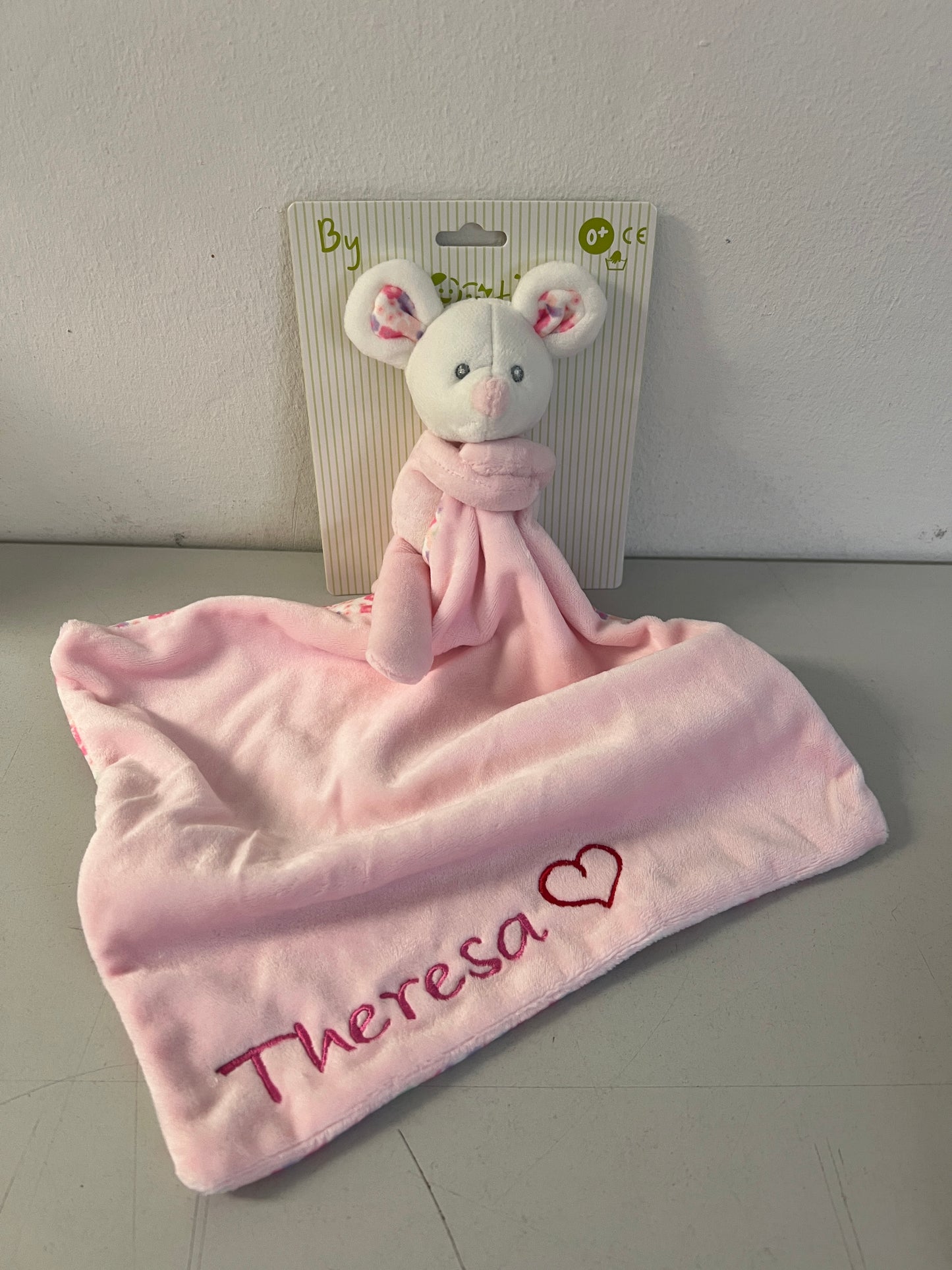 Schmusetuch Maus rosa (personalisiert)