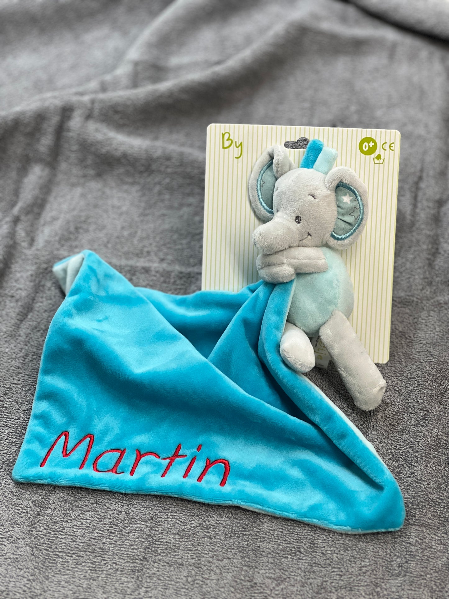 Schmusetuch Elefant blau (personalisiert)