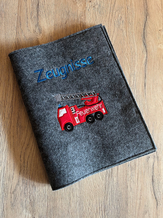 Zeugnismappe Feuerwehrauto