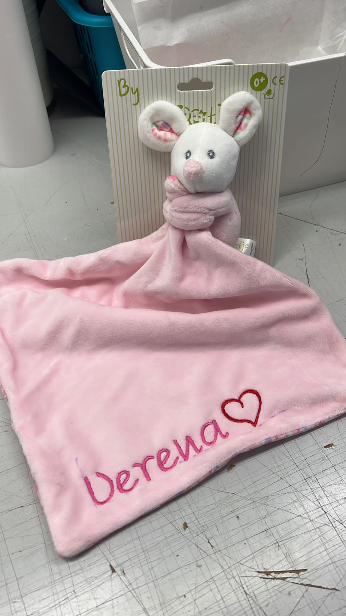 Schmusetuch Maus rosa (personalisiert)